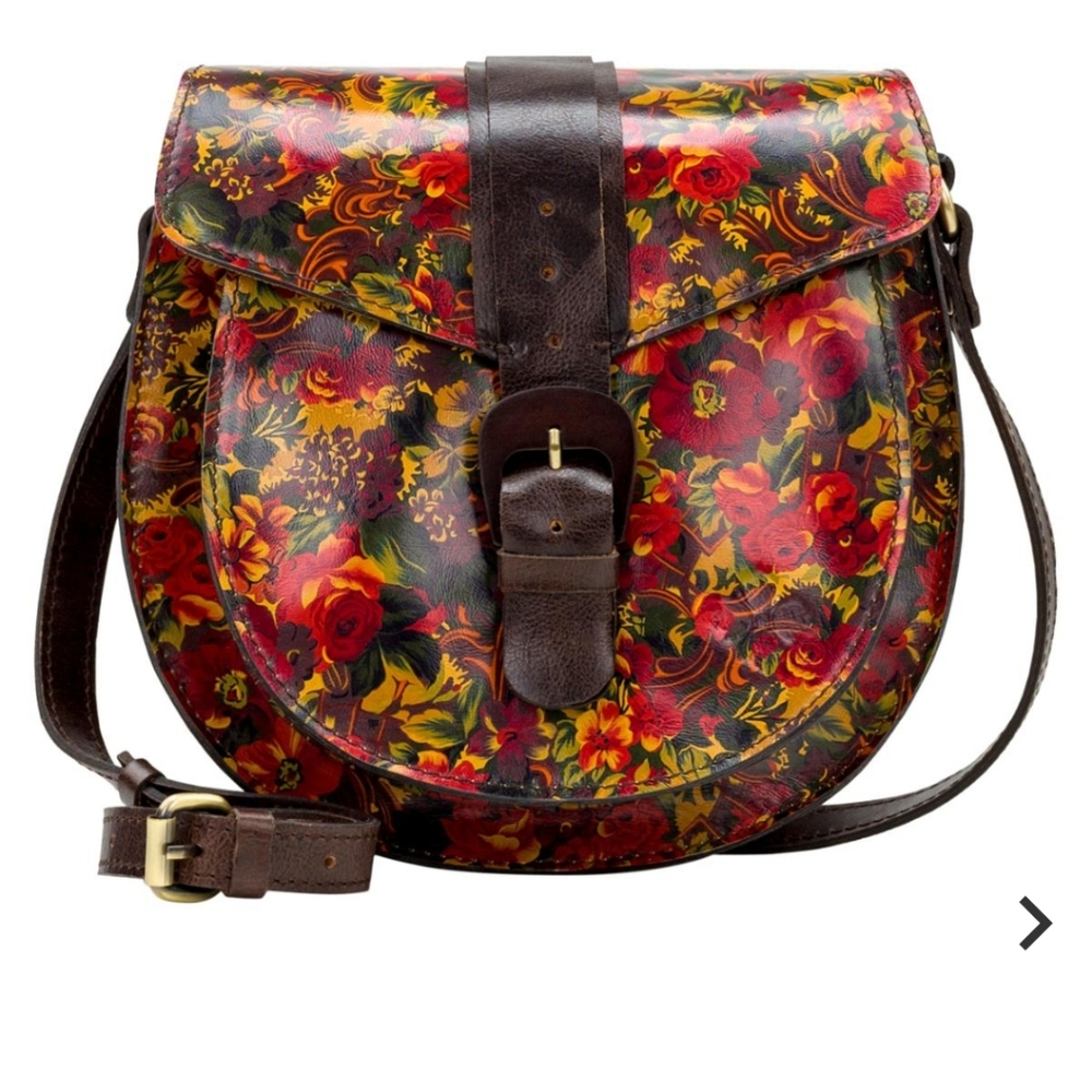 EUC Patricia Nash Padova Saddle Bag - Golden Rustic Forest